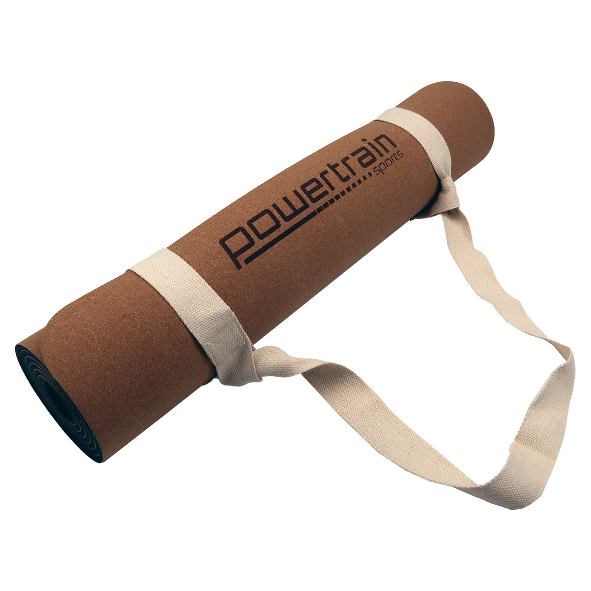 Powertrain Cork Yoga Mat with Carry Straps Home Gym Pilates - Plain V240-YM-CRK-NPT