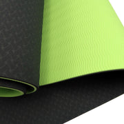 Powertrain TPE Yoga Exercise Mat Home Gym Pilates Fitness 8mm Thick in Black/Green V240-YM-TPE-DHG-BGN