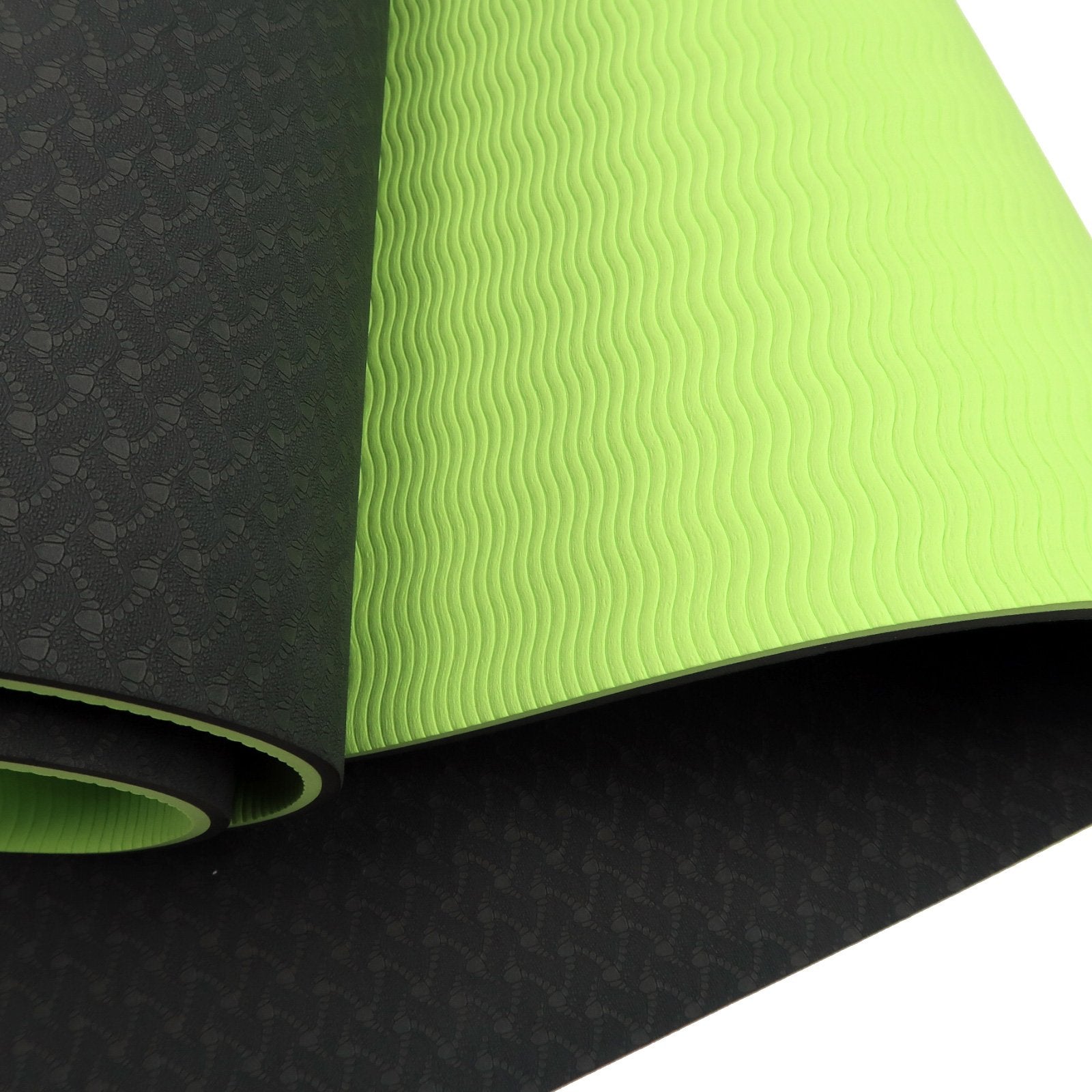 Powertrain TPE Yoga Exercise Mat Home Gym Pilates Fitness 8mm Thick in Black/Green V240-YM-TPE-DHG-BGN