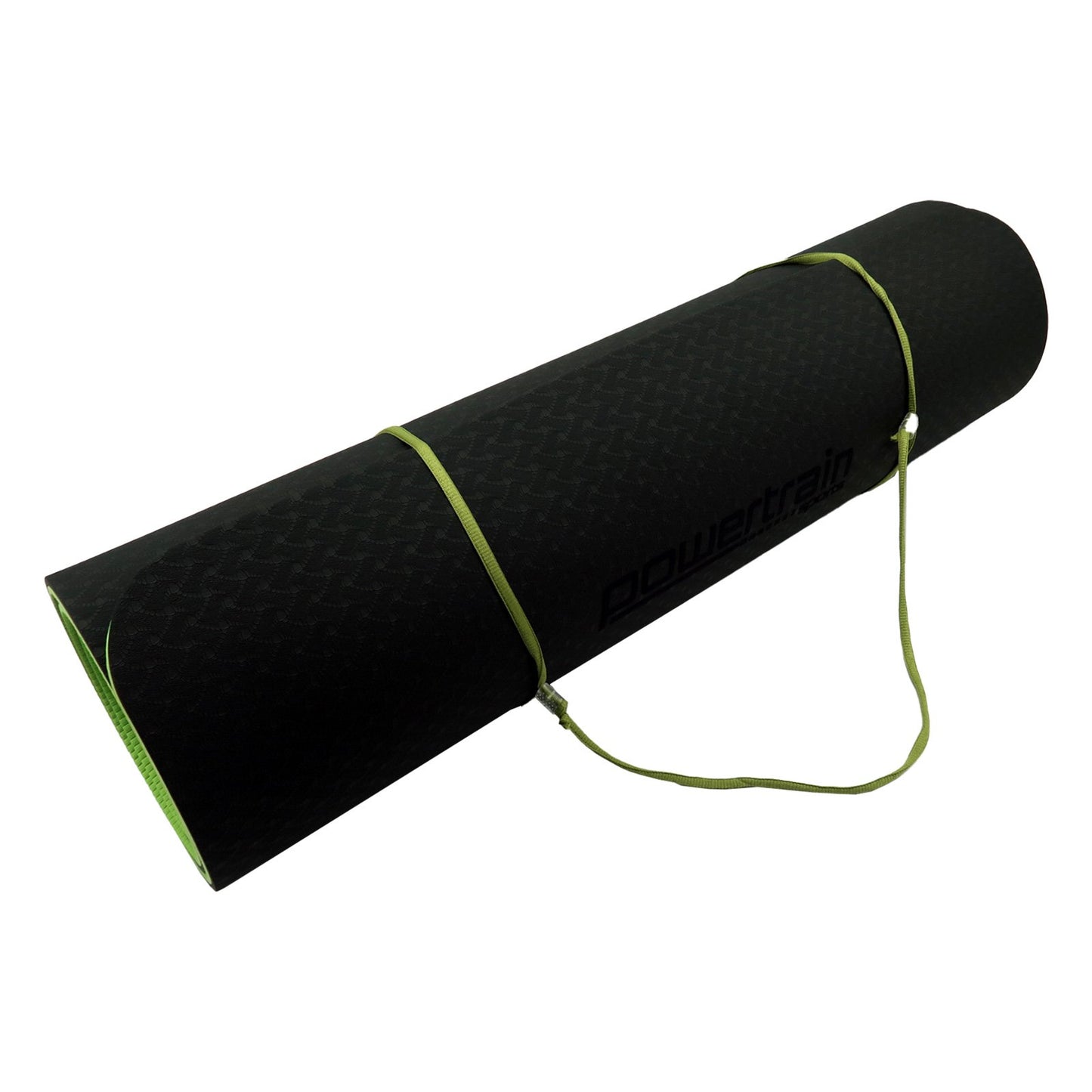 Powertrain TPE Yoga Exercise Mat Home Gym Pilates Fitness 8mm Thick in Black/Green V240-YM-TPE-DHG-BGN