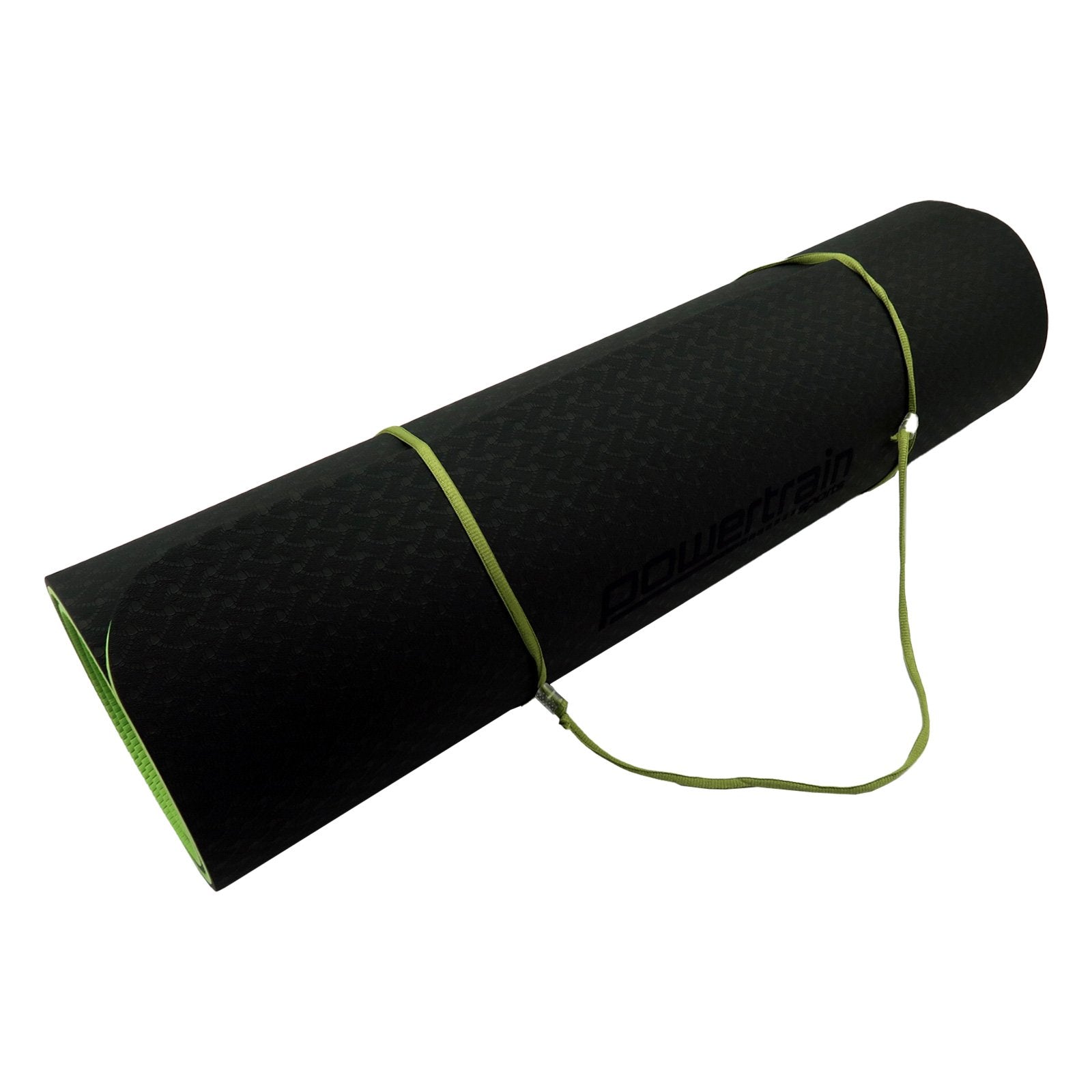 Powertrain TPE Yoga Exercise Mat Home Gym Pilates Fitness 8mm Thick in Black/Green V240-YM-TPE-DHG-BGN