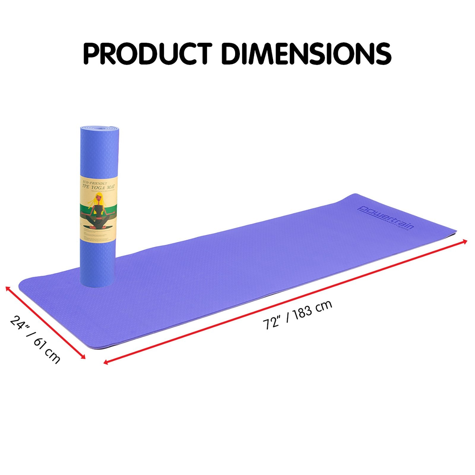 Powertrain TPE Yoga Exercise Mat Home Gym Pilates Fitness 8mm Thick in Light Purple V240-YM-TPE-DHG-BU
