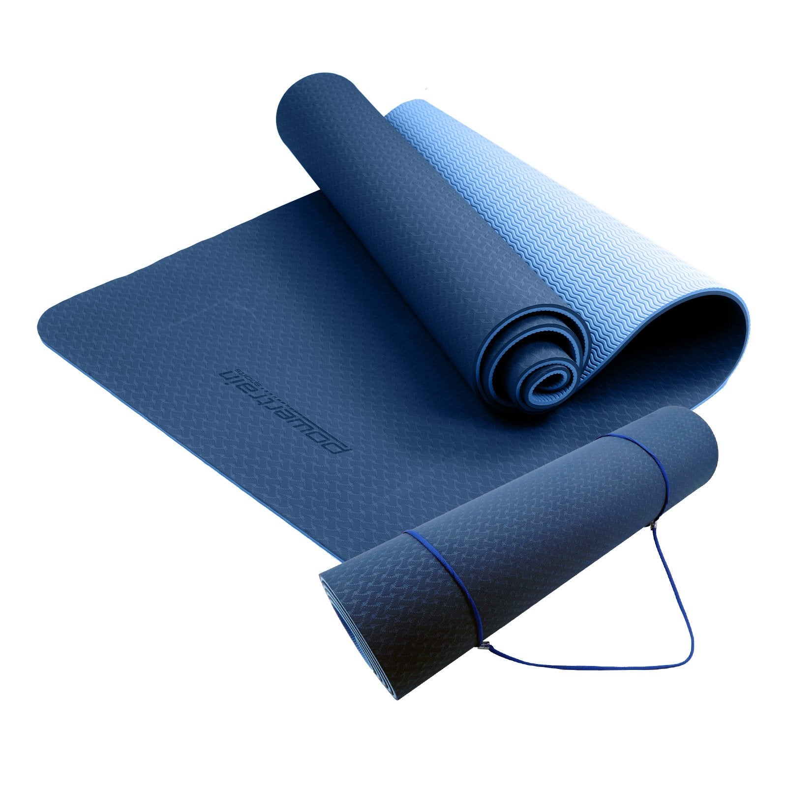 Powertrain TPE Yoga Exercise Mat Home Gym Pilates Fitness 8mm Thick in Dark Blue V240-YM-TPE-DHG-DBU