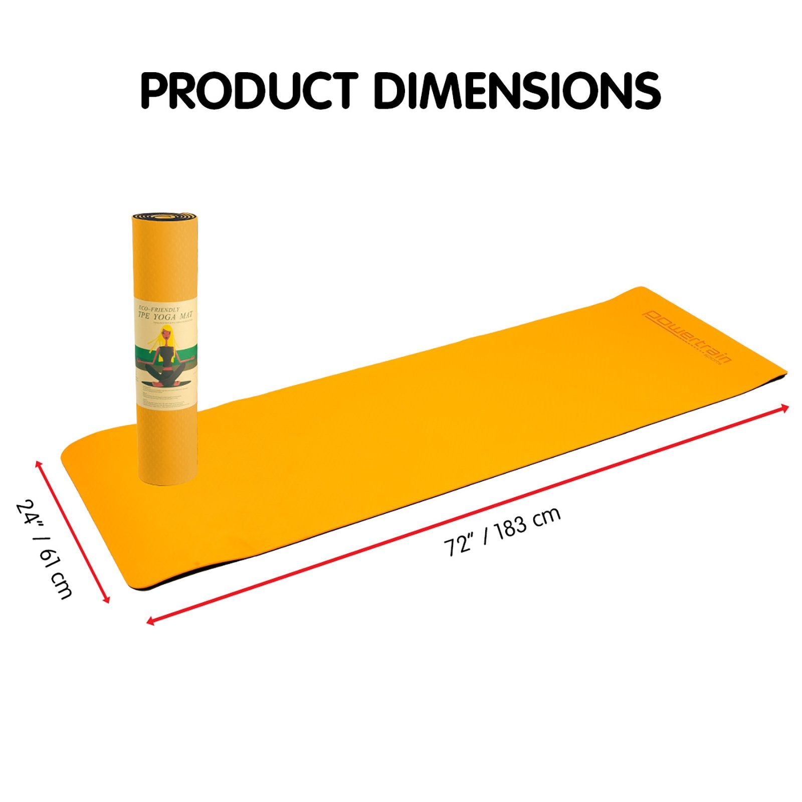 Powertrain TPE Yoga Exercise Mat Home Gym Pilates Fitness 8mm Thick in Orange V240-YM-TPE-DHG-OR