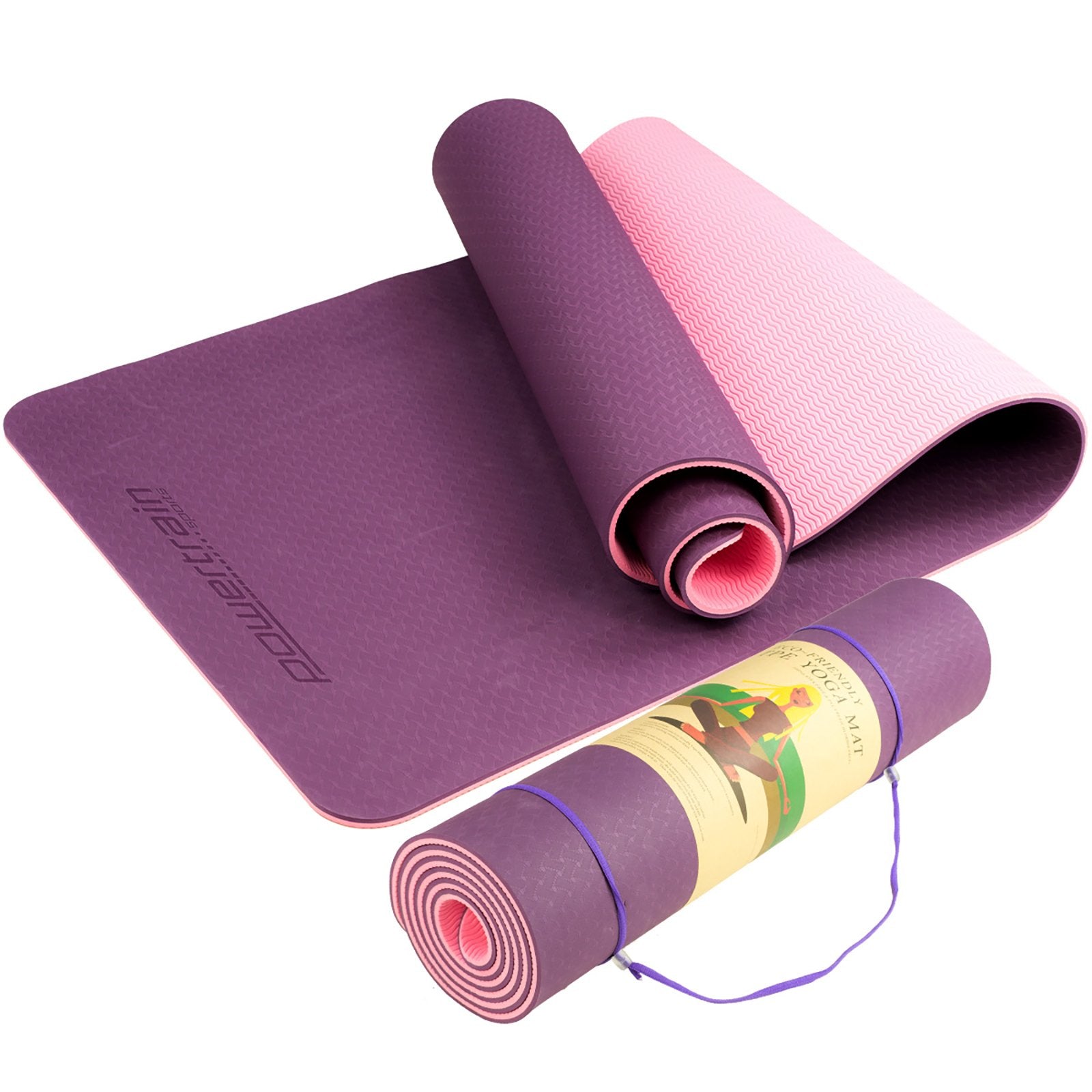 Powertrain TPE Yoga Exercise Mat Home Gym Pilates Fitness 8mm Thick in Dark Purple V240-YM-TPE-DHG-PU