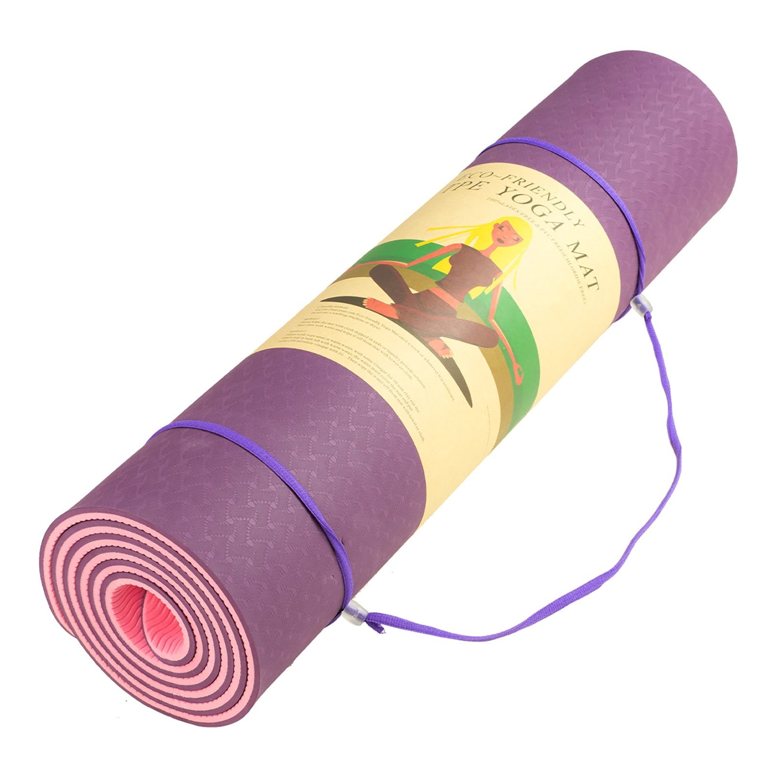 Powertrain TPE Yoga Exercise Mat Home Gym Pilates Fitness 8mm Thick in Dark Purple V240-YM-TPE-DHG-PU