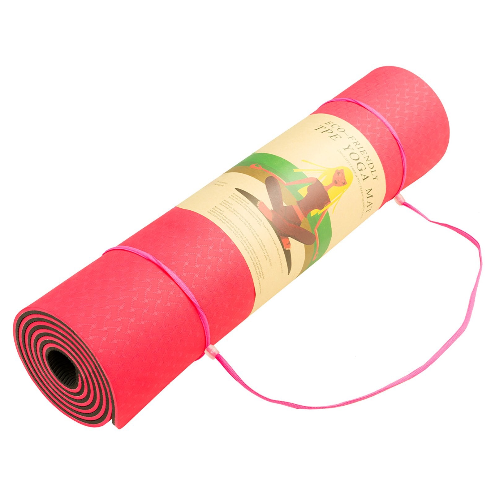 Powertrain TPE Yoga Exercise Mat Home Gym Pilates Fitness 8mm Thick in Red V240-YM-TPE-DHG-RD