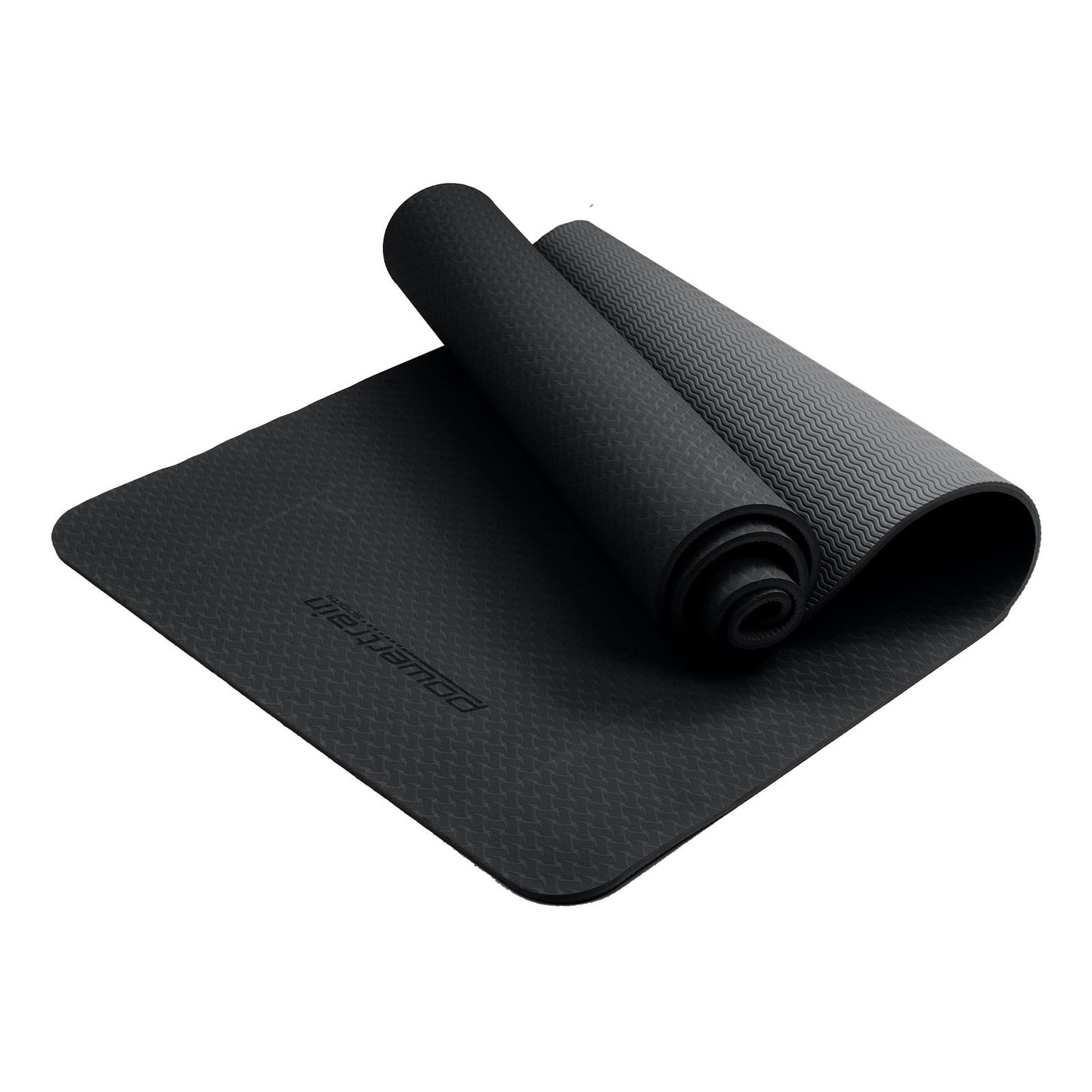 Powertrain Eco-friendly Dual Layer 6mm Yoga Mat | Midnight | Non-slip Surface And Carry Strap For Ultimate V240-YM-TPE-SC-BK