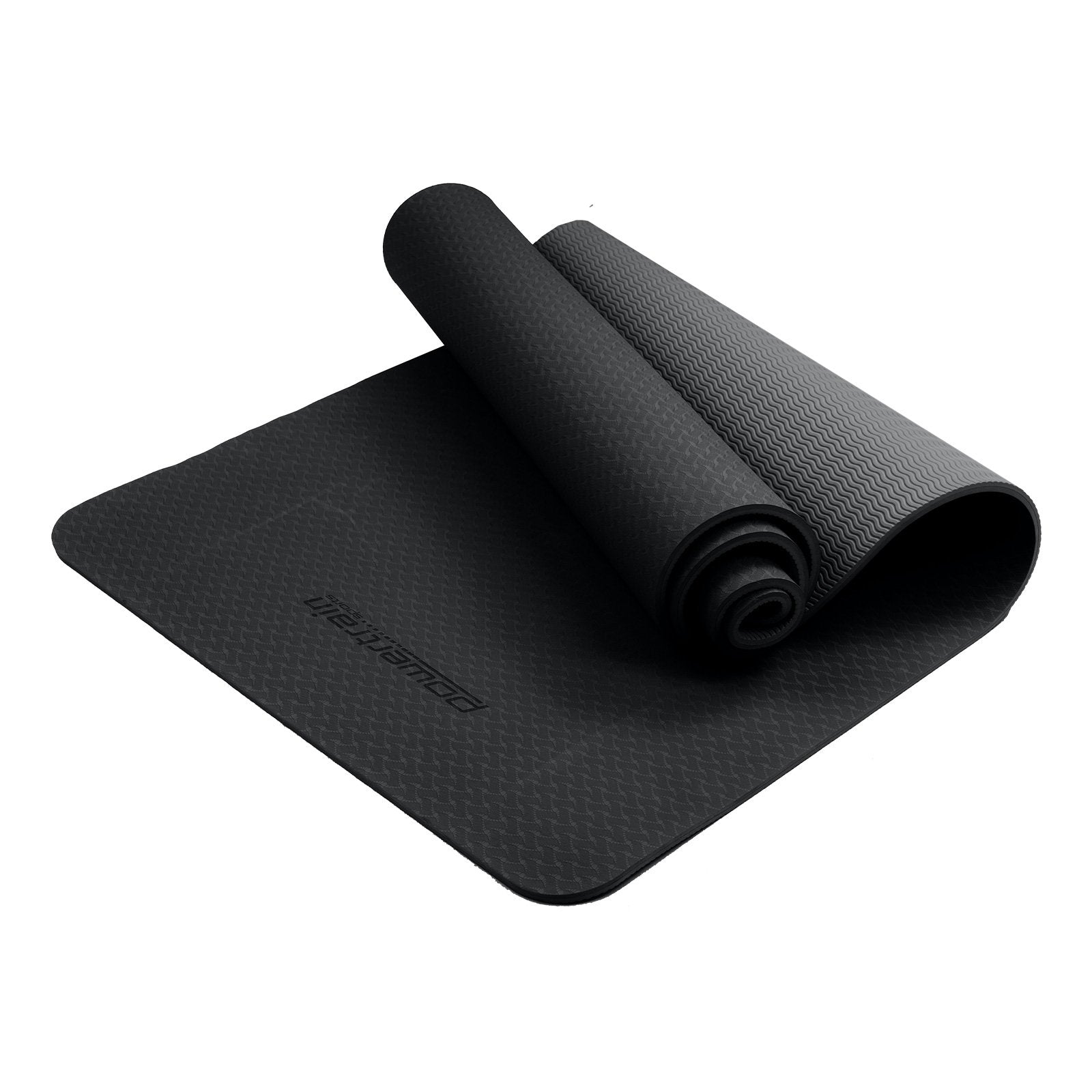 Powertrain Eco-friendly Dual Layer 6mm Yoga Mat | Midnight | Non-slip Surface And Carry Strap For Ultimate V240-YM-TPE-SC-BK