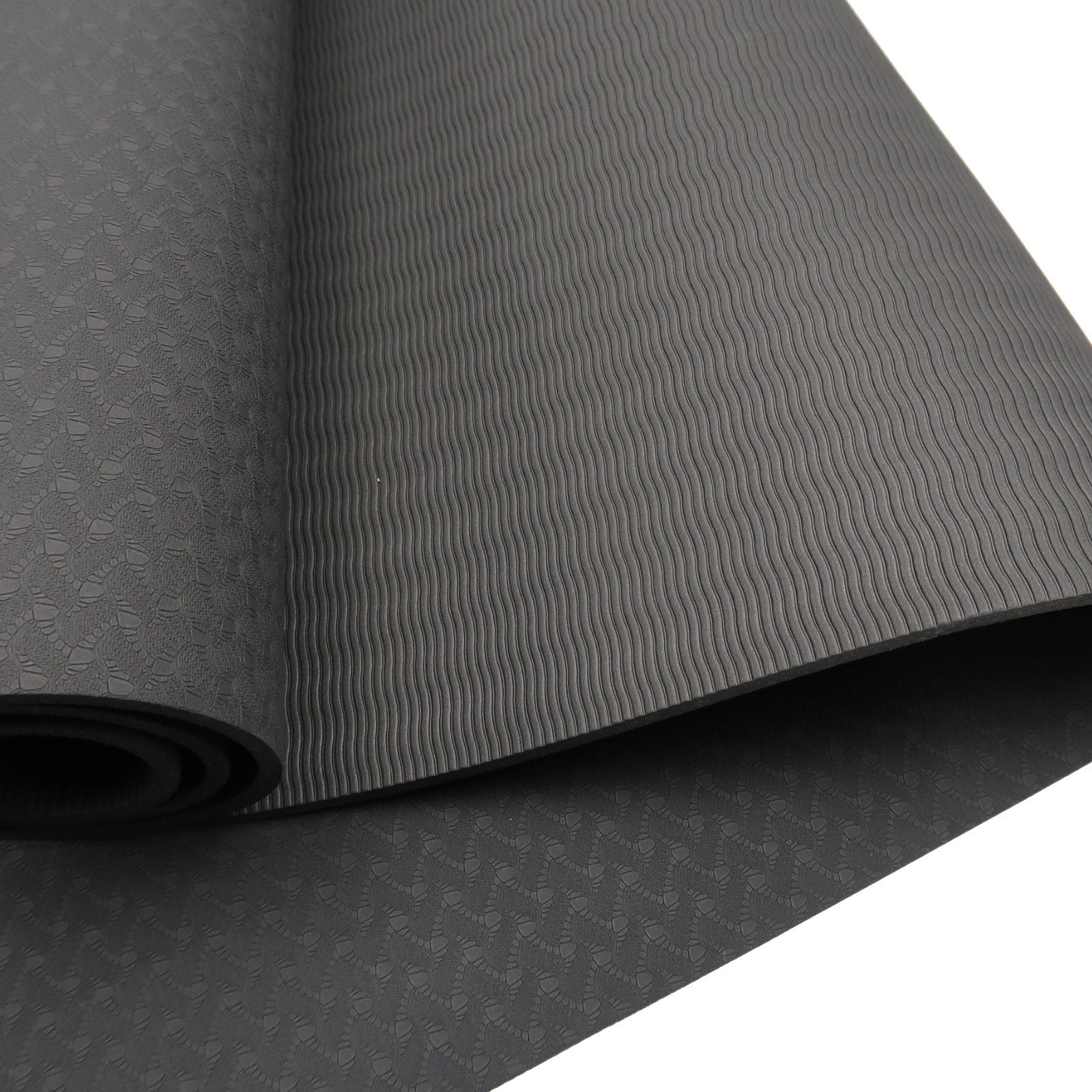 Powertrain Eco-friendly Dual Layer 6mm Yoga Mat | Midnight | Non-slip Surface And Carry Strap For Ultimate V240-YM-TPE-SC-BK