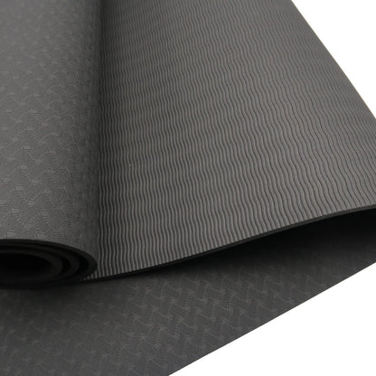 Powertrain Eco-friendly Dual Layer 6mm Yoga Mat | Midnight | Non-slip Surface And Carry Strap For Ultimate V240-YM-TPE-SC-BK