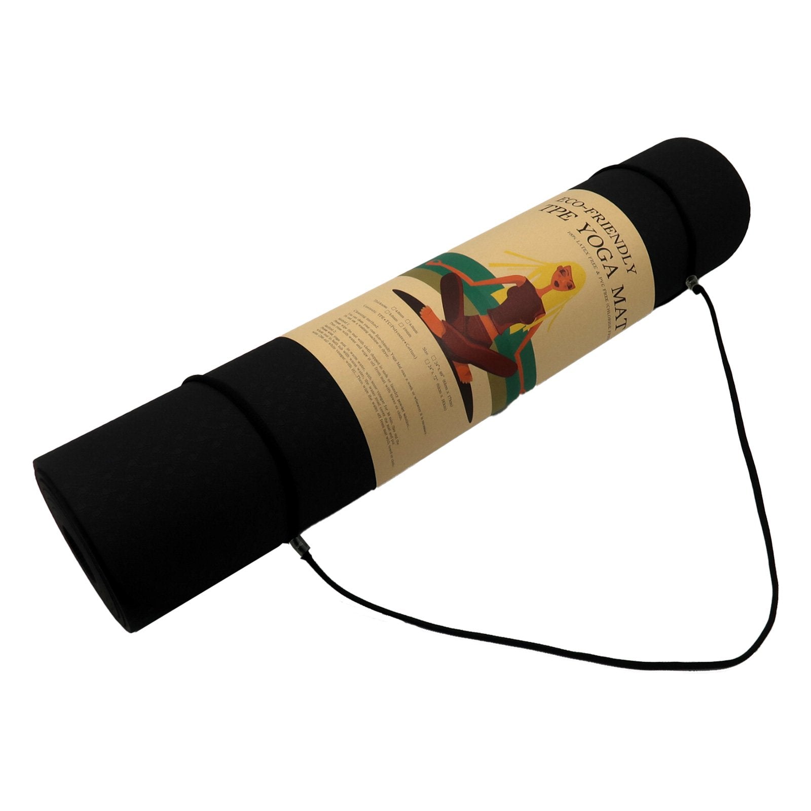 Powertrain Eco-friendly Dual Layer 6mm Yoga Mat | Midnight | Non-slip Surface And Carry Strap For Ultimate V240-YM-TPE-SC-BK