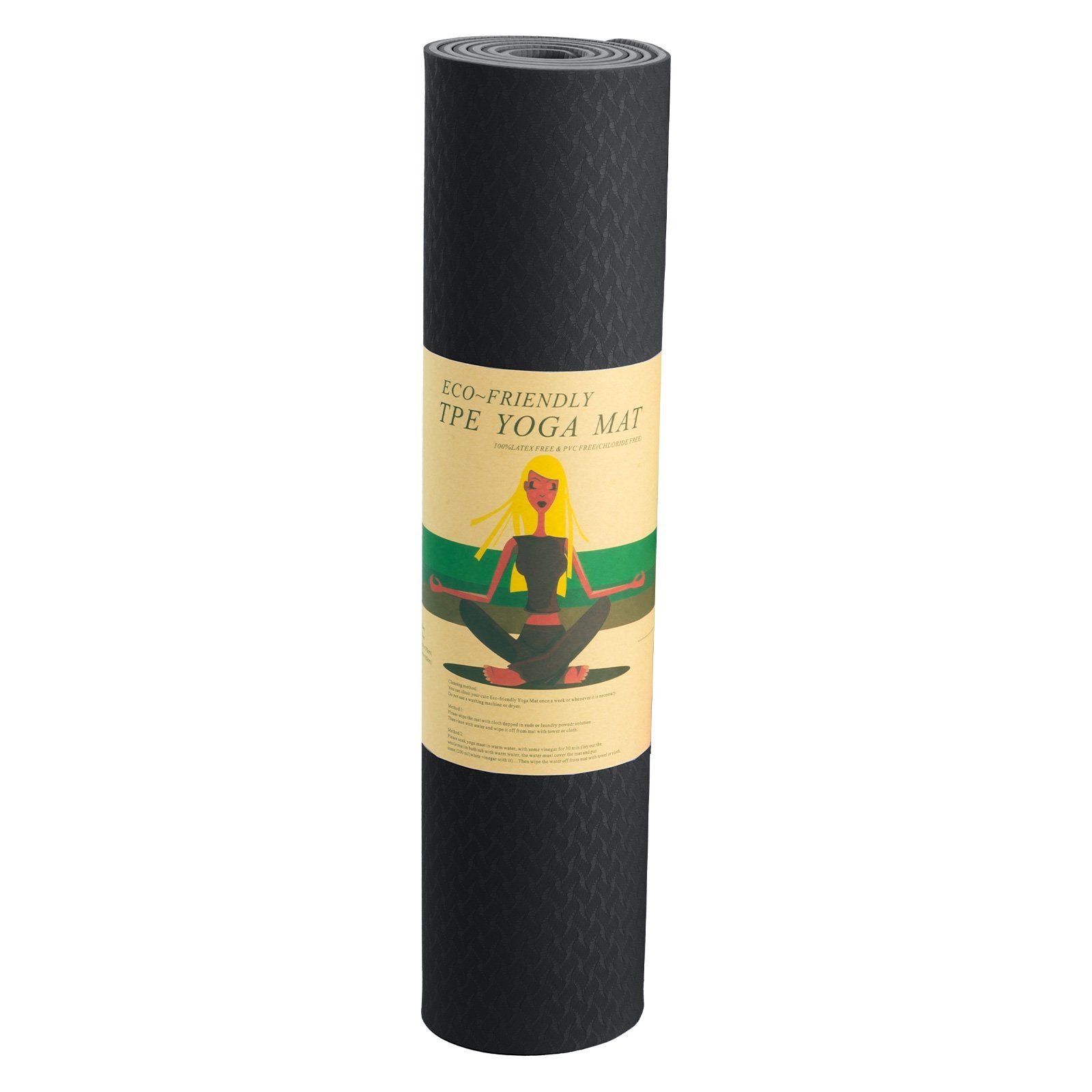Powertrain Eco-friendly Dual Layer 6mm Yoga Mat | Midnight | Non-slip Surface And Carry Strap For Ultimate V240-YM-TPE-SC-BK