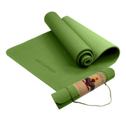Powertrain Dual Layer 6mm Yoga Mat | Olive | Non-slip Surface And Carry Strap For Ultimate Comfort And V240-YM-TPE-SC-GN