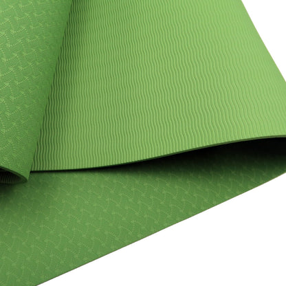 Powertrain Dual Layer 6mm Yoga Mat | Olive | Non-slip Surface And Carry Strap For Ultimate Comfort And V240-YM-TPE-SC-GN
