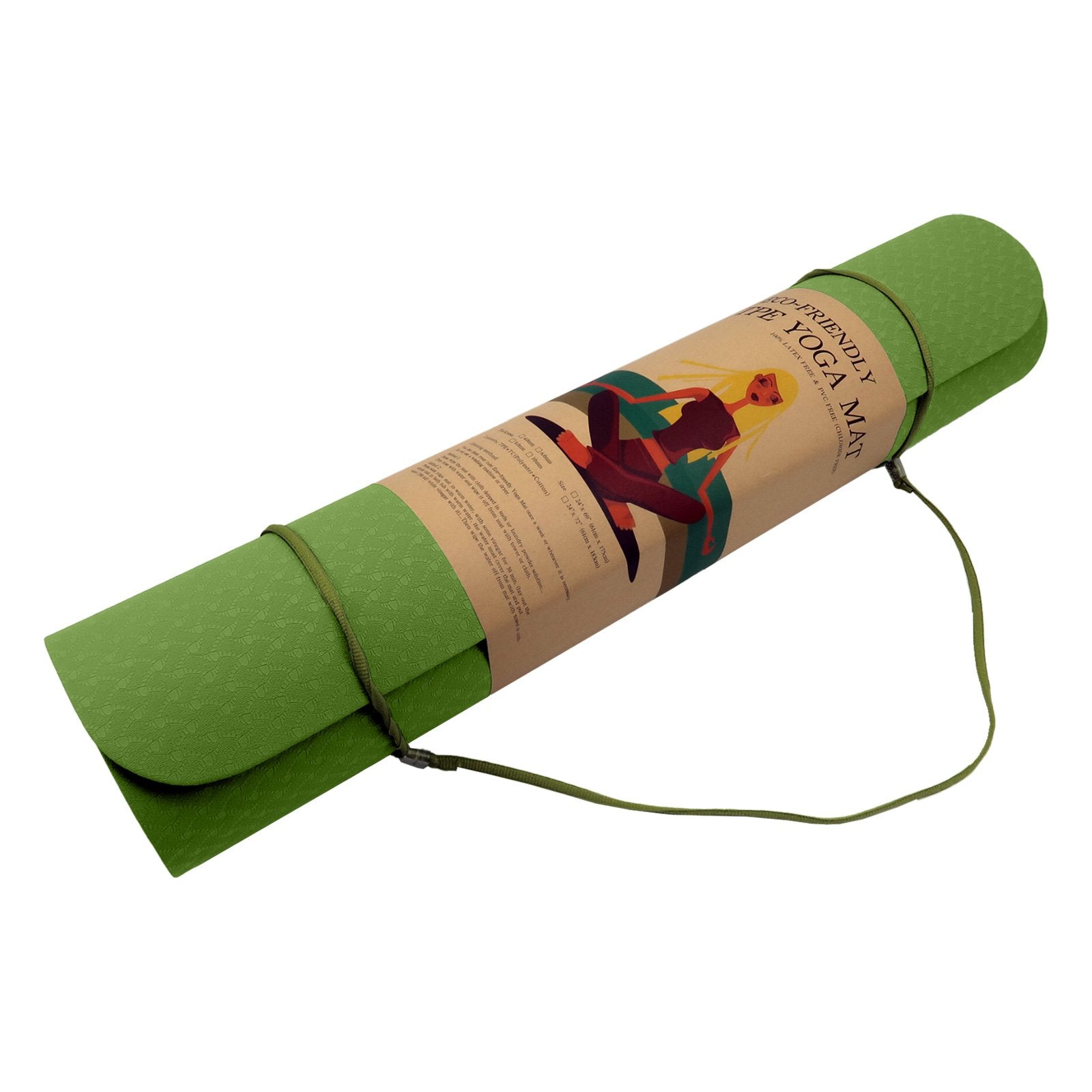 Powertrain Dual Layer 6mm Yoga Mat | Olive | Non-slip Surface And Carry Strap For Ultimate Comfort And V240-YM-TPE-SC-GN