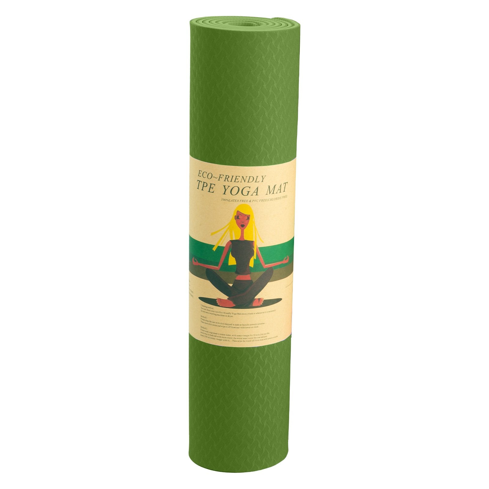 Powertrain Dual Layer 6mm Yoga Mat | Olive | Non-slip Surface And Carry Strap For Ultimate Comfort And V240-YM-TPE-SC-GN