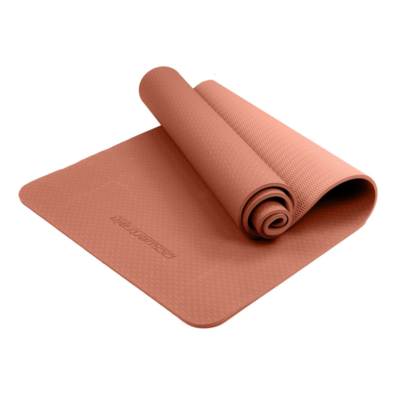 Powertrain Dual Layer 6mm Yoga Mat | Peach | Non-slip Surface And Carry Strap For Ultimate Comfort And V240-YM-TPE-SC-PK