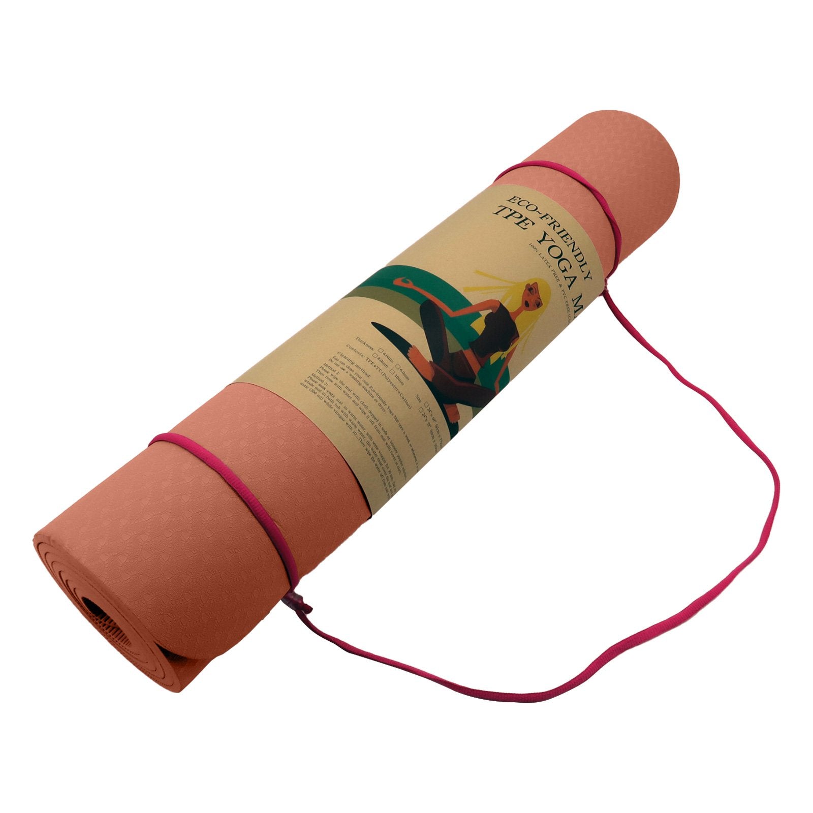 Powertrain Dual Layer 6mm Yoga Mat | Peach | Non-slip Surface And Carry Strap For Ultimate Comfort And V240-YM-TPE-SC-PK