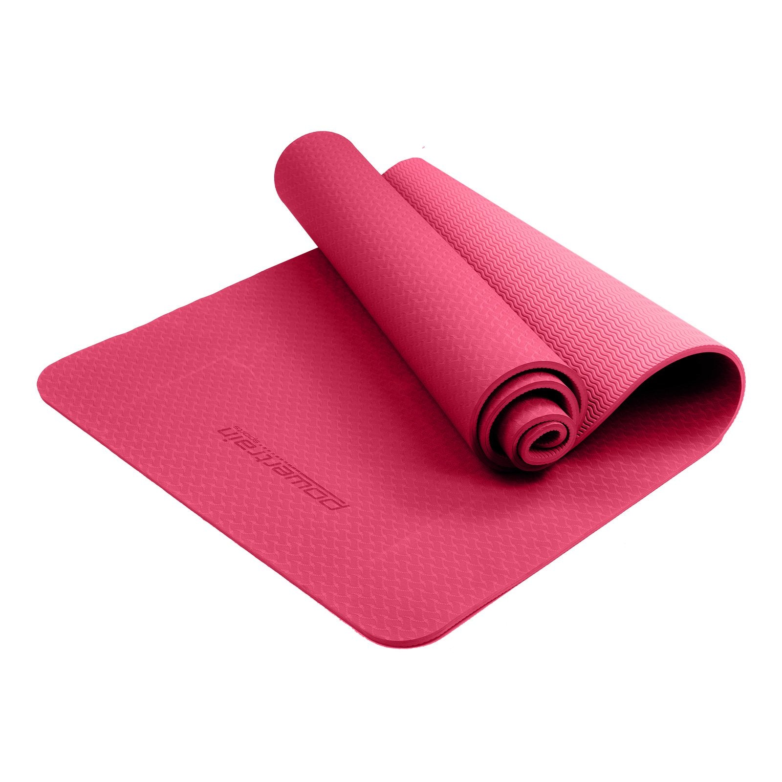 Powertrain Dual Layer 6mm Yoga Mat | Pink | Non-slip Surface And Carry Strap For Ultimate Comfort And V240-YM-TPE-SC-RPK