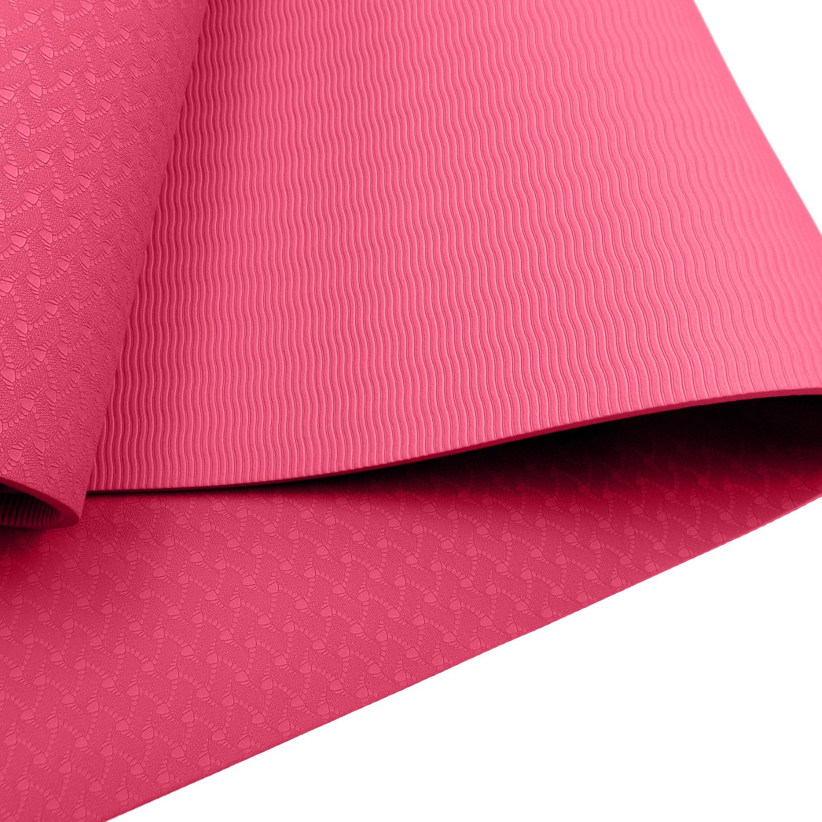 Powertrain Dual Layer 6mm Yoga Mat | Pink | Non-slip Surface And Carry Strap For Ultimate Comfort And V240-YM-TPE-SC-RPK