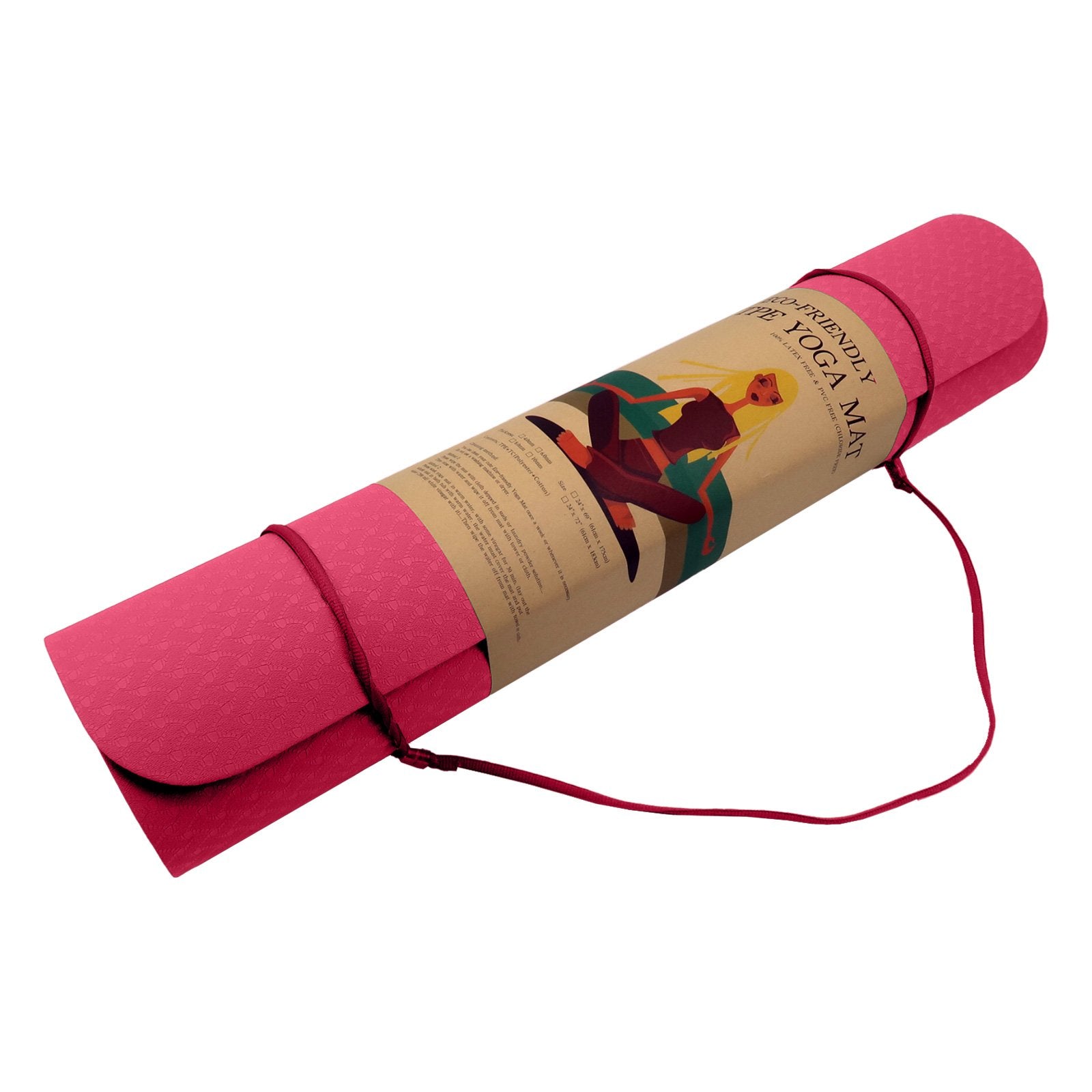 Powertrain Dual Layer 6mm Yoga Mat | Pink | Non-slip Surface And Carry Strap For Ultimate Comfort And V240-YM-TPE-SC-RPK