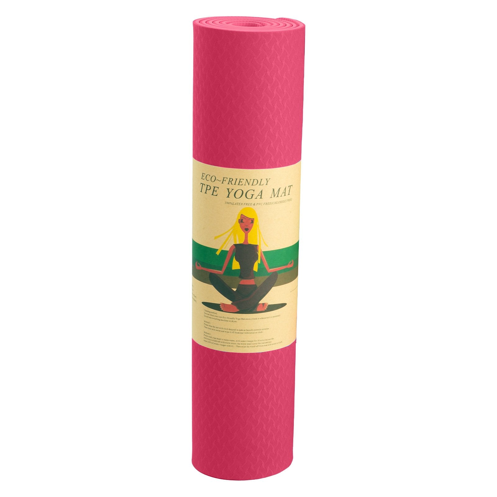 Powertrain Dual Layer 6mm Yoga Mat | Pink | Non-slip Surface And Carry Strap For Ultimate Comfort And V240-YM-TPE-SC-RPK