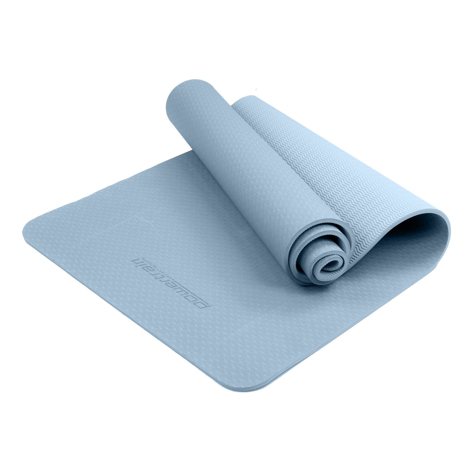 Powertrain Dual Layer 6mm Yoga Mat | Sky Blue | Non-slip Surface And Carry Strap For Ultimate Comfort And V240-YM-TPE-SC-SBU