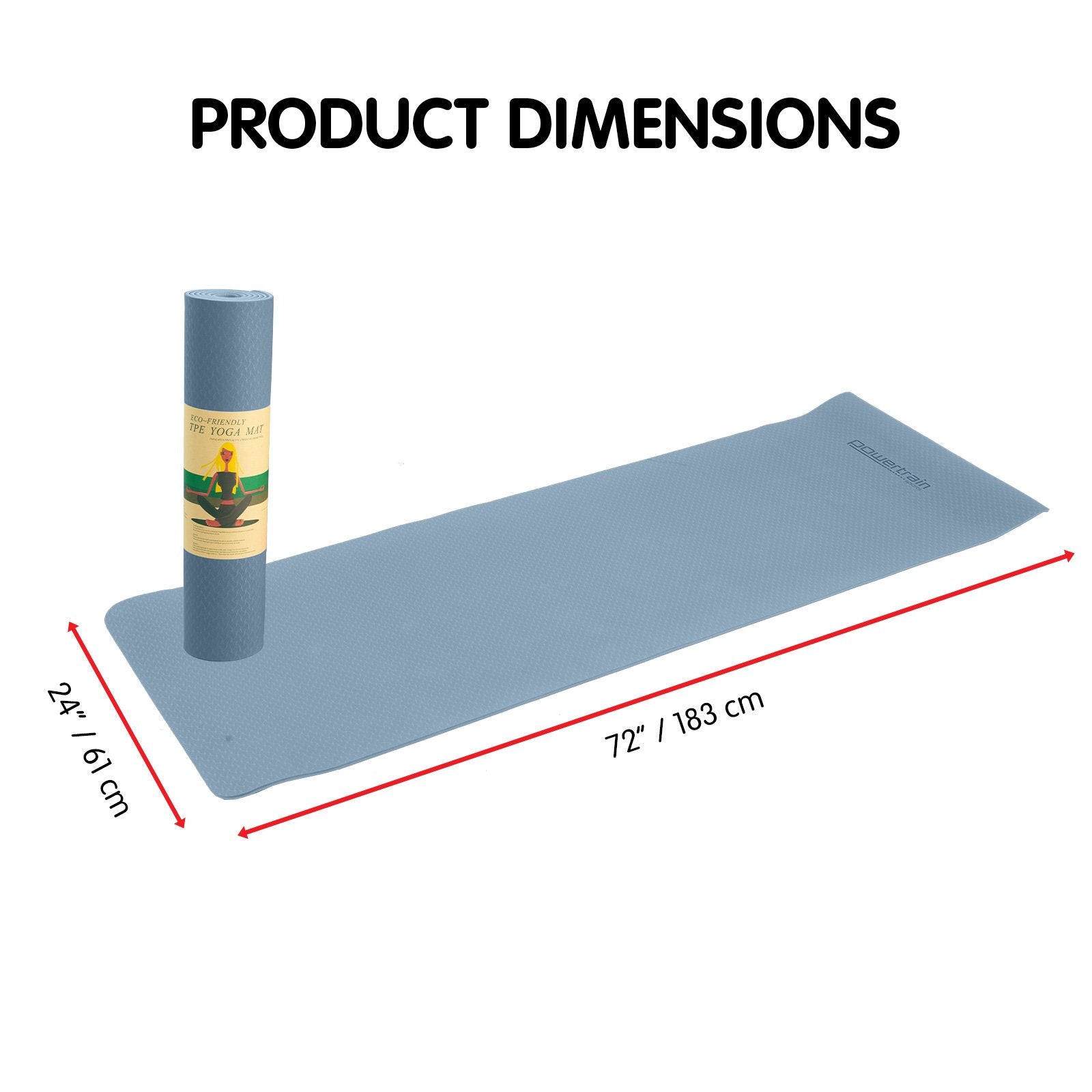 Powertrain Dual Layer 6mm Yoga Mat | Sky Blue | Non-slip Surface And Carry Strap For Ultimate Comfort And V240-YM-TPE-SC-SBU