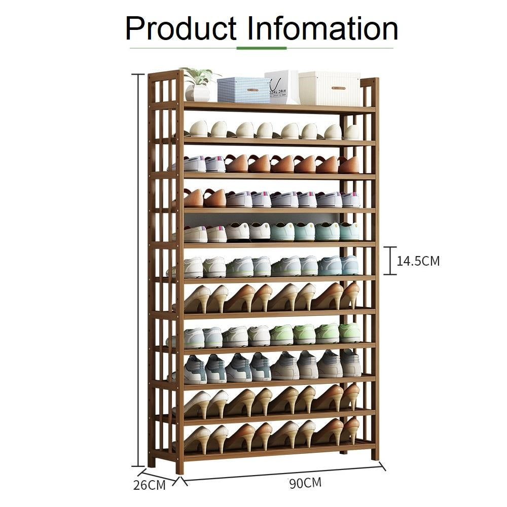 8 Tier Tower Bamboo Wooden Shoe Rack Corner Shelf Stand Storage Organizer V255-0408-08