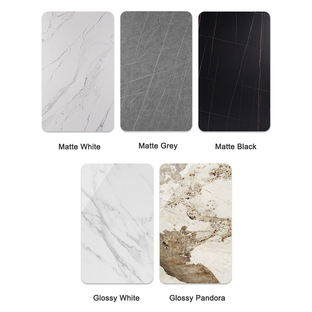 120x60cm Glossy White Minimalist Slate Kitchen Dining Table Marble Lunch Dinner Table Solid Metal Legs V255-120GLOSSYWTABLE