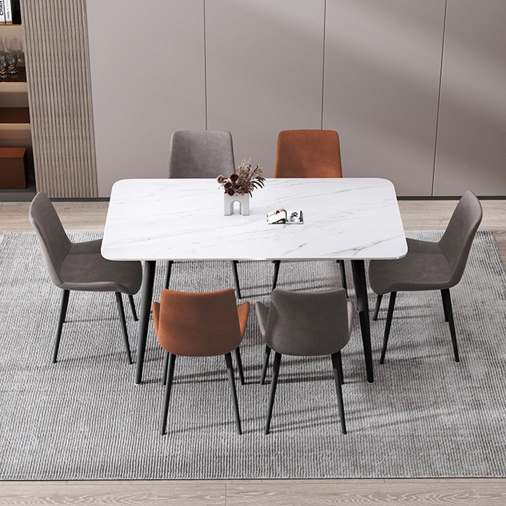 120x60cm Matte Grey Minimalist Slate Kitchen Dining Table Marble Lunch Dinner Table Solid Metal Legs V255-120MATTEGTABLE