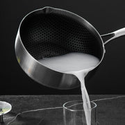 20cm 316L Stainless Steel Saucepan Compound Steel Honeycomb Nonstick Sauce Pan with Glass Lid 2.2L Pot V255-20CMMILKPOT