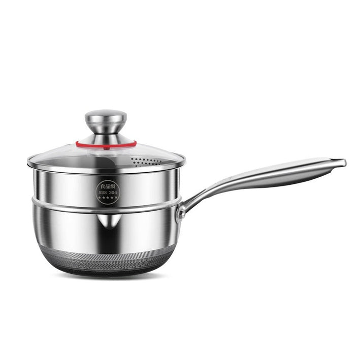 24cm 316L Stainless Steel Saucepan Compound Steel Honeycomb Nonstick Sauce Pan with Glass Lid 3.2L Pot V255-24CMMILKPOT