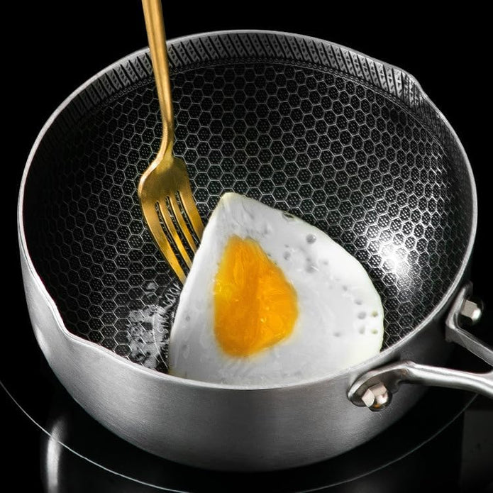 24cm 316L Stainless Steel Saucepan Compound Steel Honeycomb Nonstick Sauce Pan with Glass Lid 3.2L Pot V255-24CMMILKPOT