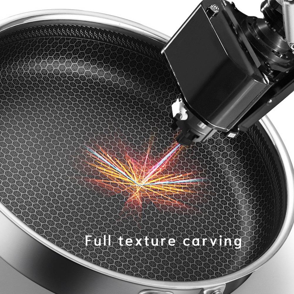 304 Stainless Steel Frying Pan Non-Stick Cooking Frypan Cookware 28cm Honeycomb Double Sided without lid V255-304-28CM-PAN-2SIDE