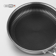 304 Stainless Steel Frying Pan Non-Stick Cooking Frypan Cookware 28cm Honeycomb Double Sided without lid V255-304-28CM-PAN-2SIDE