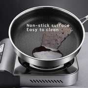 304 Stainless Steel Frying Pan Non-Stick Cooking Frypan Cookware 28cm Honeycomb Double Sided without lid V255-304-28CM-PAN-2SIDE