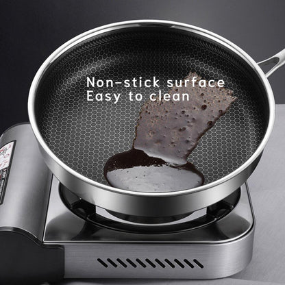 304 Stainless Steel Frying Pan Non-Stick Cooking Frypan Cookware 28cm Honeycomb Double Sided without lid V255-304-28CM-PAN-2SIDE