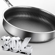 304 Stainless Steel Frying Pan Non-Stick Cooking Frypan Cookware 28cm Honeycomb Double Sided without lid V255-304-28CM-PAN-2SIDE
