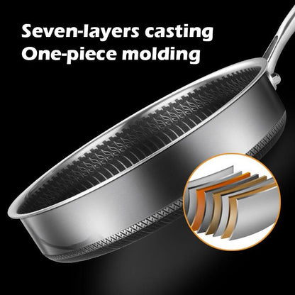 Stainless Steel Frying Pan Non-Stick Cooking Frypan Cookware 28cm Honeycomb Double Sided V255-304-28CM-PAN-LID-2SIDE
