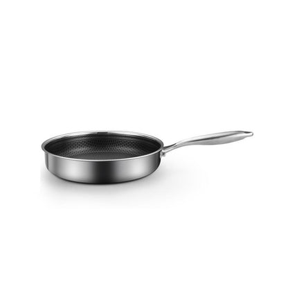 Stainless Steel Frying Pan Non-Stick Cooking Frypan Cookware 28cm Honeycomb Single Sided V255-304-28CM-PAN-LID