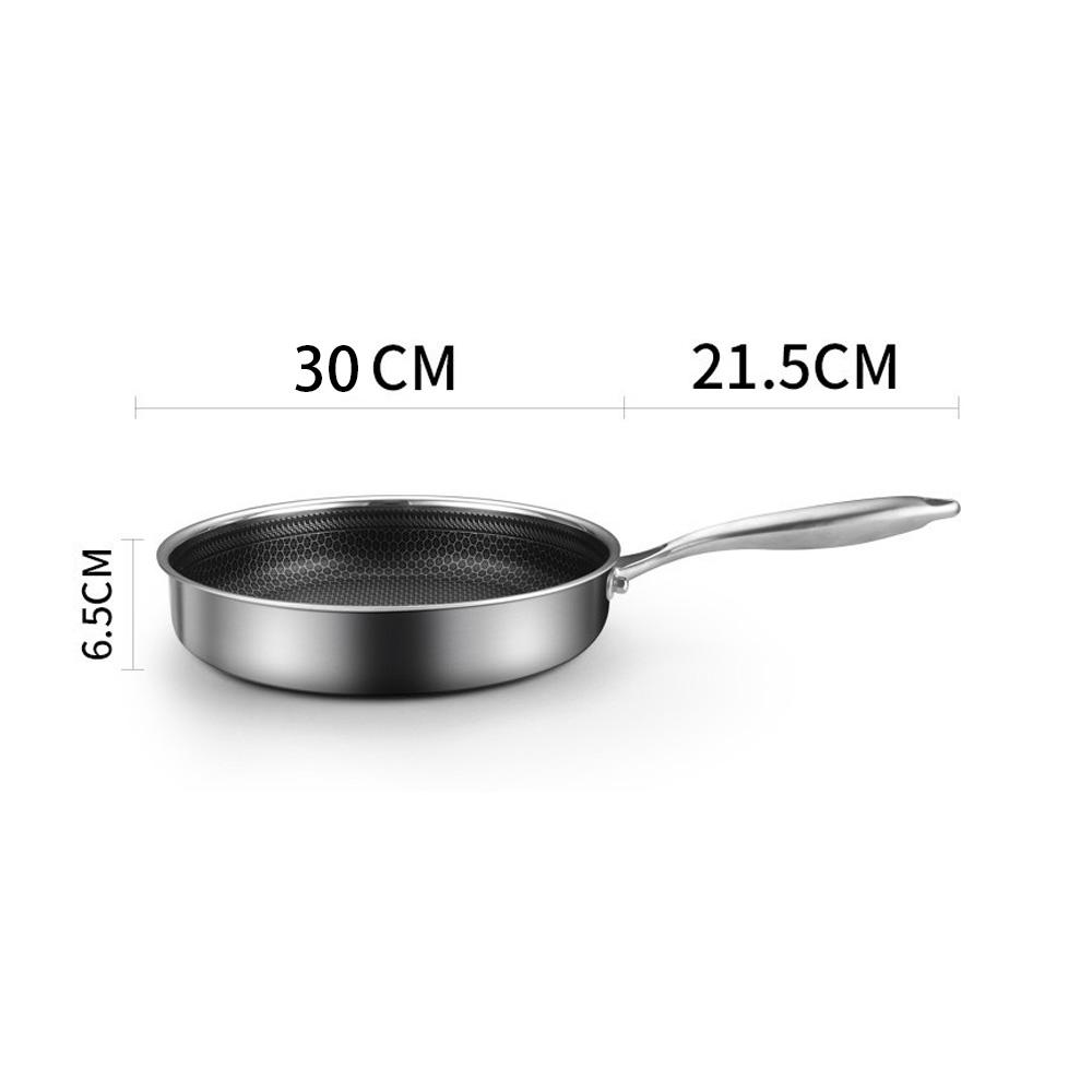 Stainless Steel Frying Pan Non-Stick Cooking Frypan Cookware 30cm Honeycomb Single Sided without lid V255-304-30CM-PAN-LID