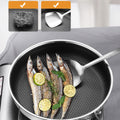 Stainless Steel Frying Pan Non-Stick Cooking Frypan Cookware 32cm Honeycomb Double Sided V255-304-32CM-PAN-LID-2SIDE