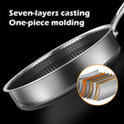 Stainless Steel Frying Pan Non-Stick Cooking Frypan Cookware 32cm Honeycomb Double Sided V255-304-32CM-PAN-LID-2SIDE