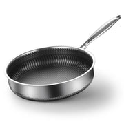 Stainless Steel Frying Pan Non-Stick Cooking Frypan Cookware 32cm Honeycomb Double Sided V255-304-32CM-PAN-LID-2SIDE