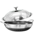 Double Ear 304 Stainless Steel 40cm Non-Stick Stir Fry Cooking Kitchen Wok Pan with Lid Honeycomb Double Sided V255-40CM-EAR-LID