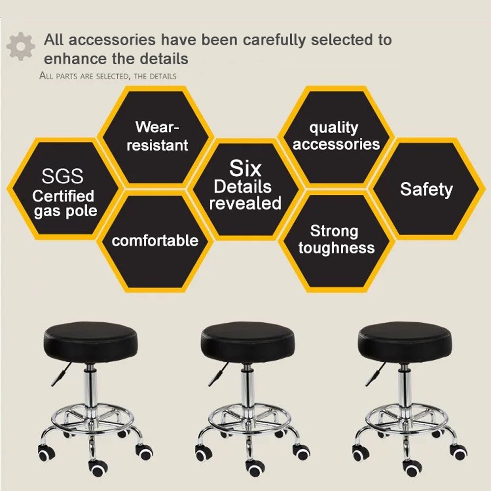 Salon Chair Bar Swivel Stool Office Roller Wheels Portable Height Adjust Leather BS8401 V255-8401-BK