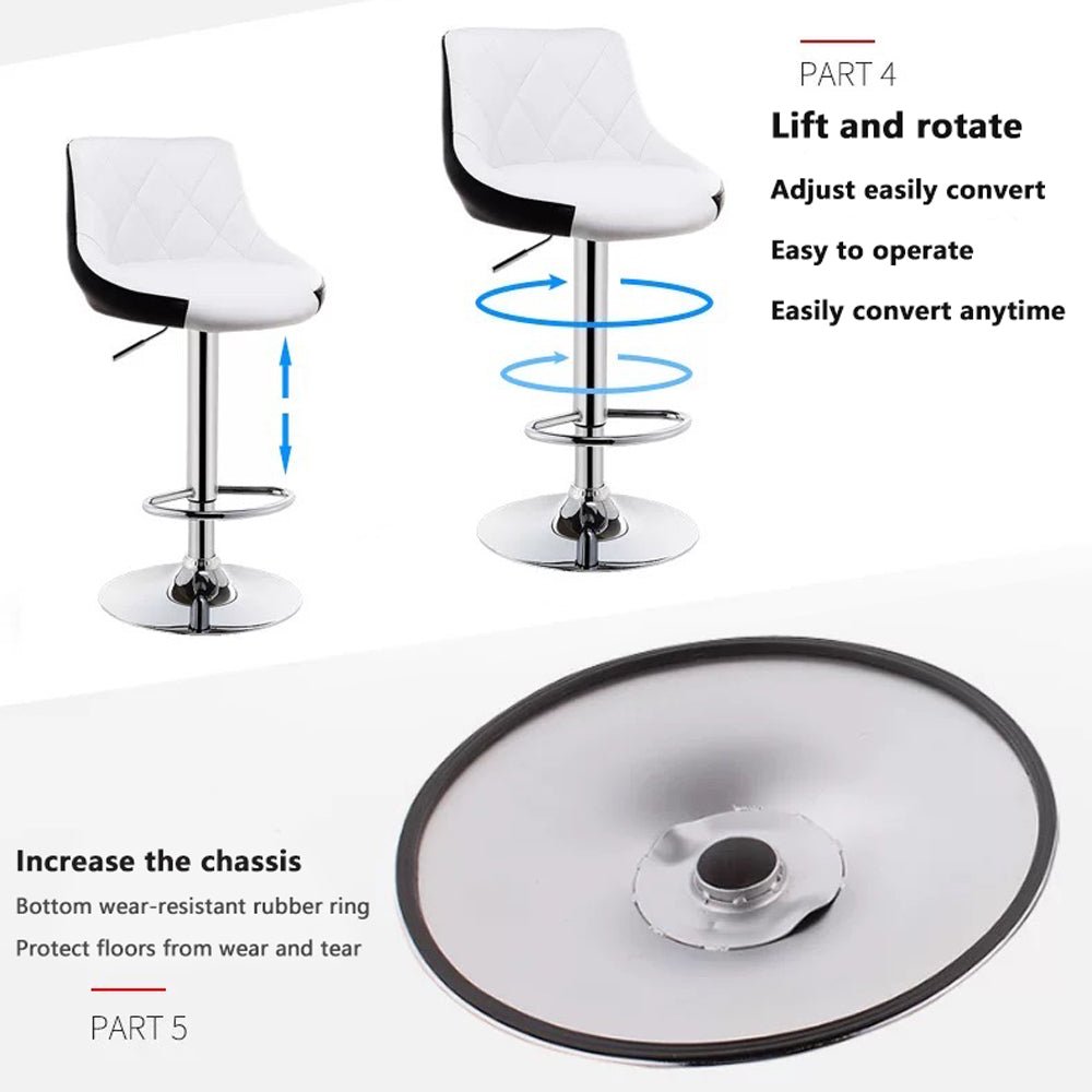 Bar Stools Kitchen Bar Stool Leather Barstools Swivel Gas Lift Counter Chairs x2 BS8403 Black V255-8403-BLACK