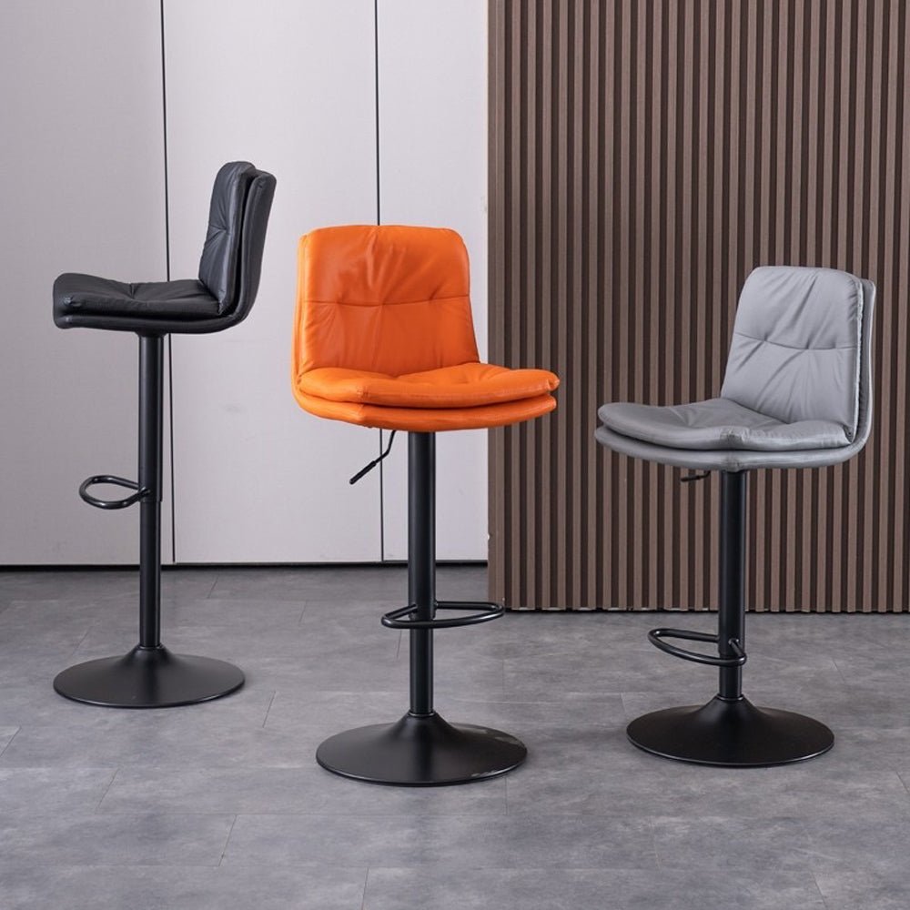 Bar Stools Kitchen Bar Stool Leather Barstools Swivel Gas Lift Counter Chairs x2 BS8406 Black V255-8406-BLACK